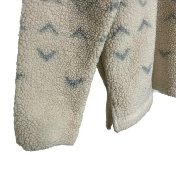 PINK VS XS‎ 1/4 zip blue + cream boyfriend geometric Sherpa fleece pullover - Picture 5 of 6